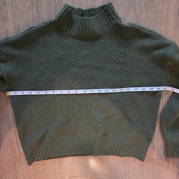 Ultra Flirt Olive Green Mock Neck Sweater with Contrast Sleeve Motifs - Picture 6 of 8
